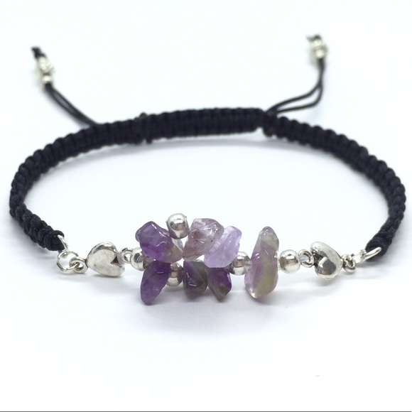 Stylish Amethyst Gemstone Chips Shamballa Bracelet - Picture 1 of 4